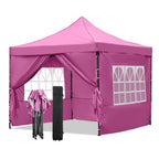 Ainfox Pop-Up Canopy Tent With 4 Sidewalls, 10 x 10 Ft, Pink