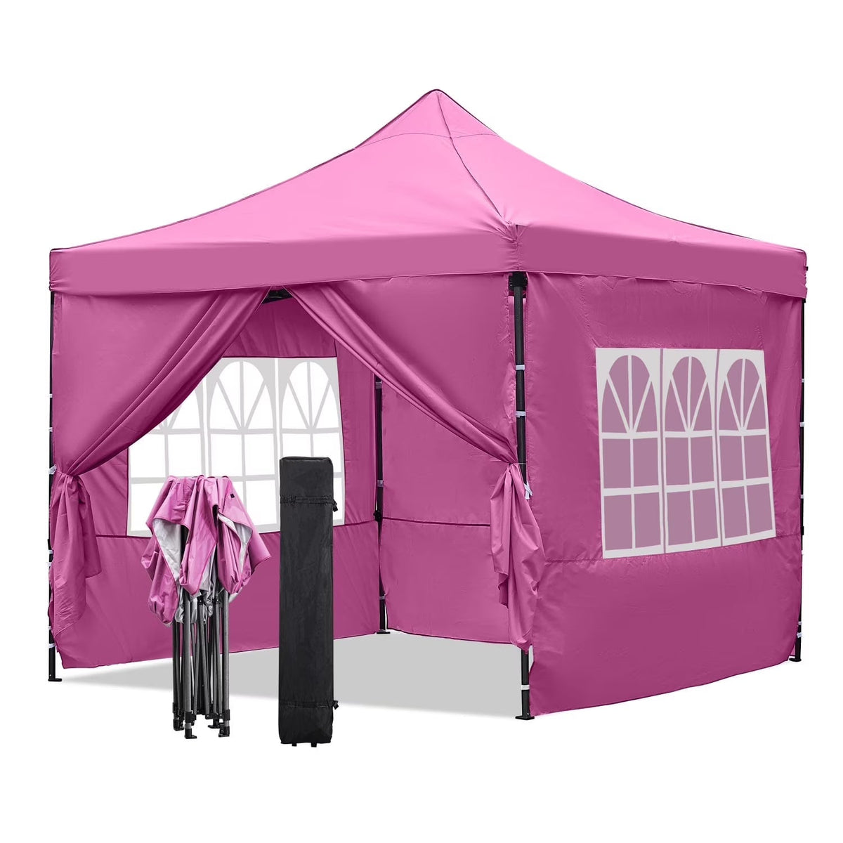 Ainfox Pop-Up Canopy Tent With 4 Sidewalls, 10 x 10 Ft, Pink