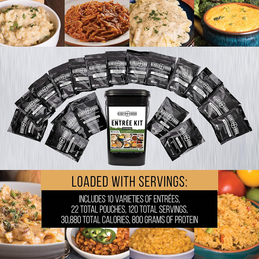 Ready Hour Emergency Meal Entrees, 120 Servings, 25-Year Shelf Life