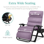 Best Choice Products Oversized Zero Gravity Folding Recliner With Removable Cushion And Side Tray - Fossil Gray