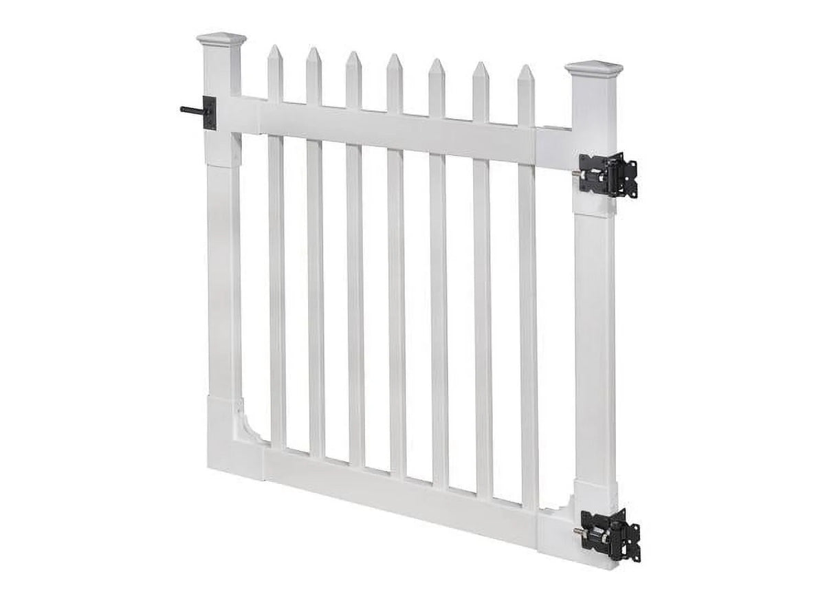 WamBam White Vinyl Picket Fence Panel Kit, 4ft H x 6ft W, 1 Panel + 1 Post - BL19101
