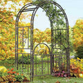 Plow Hearth Iron Gunmetal Garden Arbor With Gate, 53in W x 23in D x 84in H - Montebello