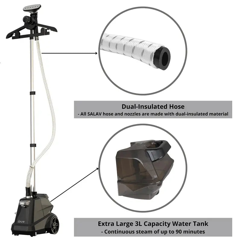 SALAV Full-Size Garment Steamer With Foot Pedals And 3L Water Tank