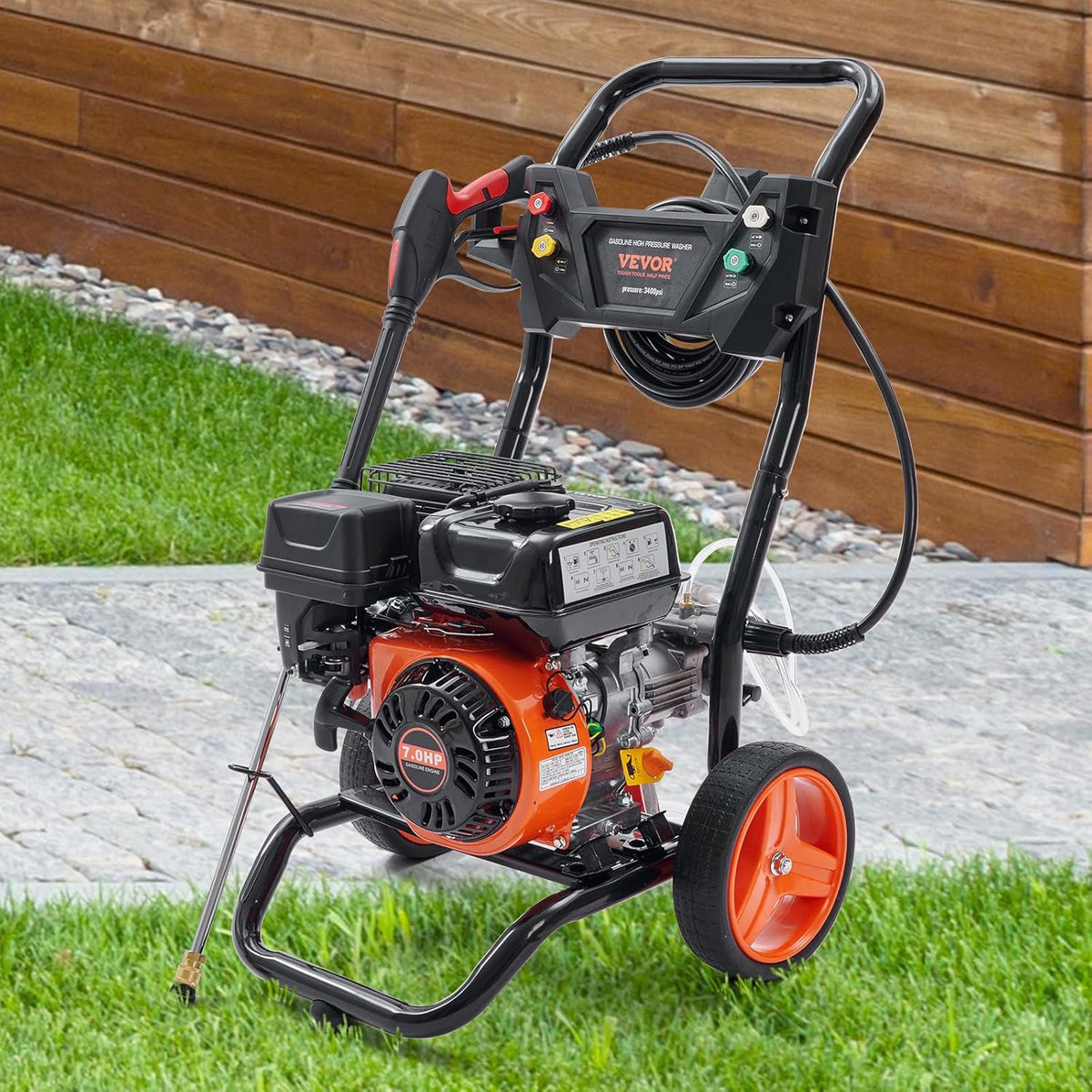 VEVOR Gas Powered Pressure Washer 3400 PSI 2.6 GPM With 5 Quick Connect Nozzles - Copper Pump
