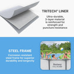 Steel Pro MAX 14 Foot x 48 Inch Round Steel Frame Above Ground Pool Set With 1,000 Filter Pump, Ladder And Cover - Gray