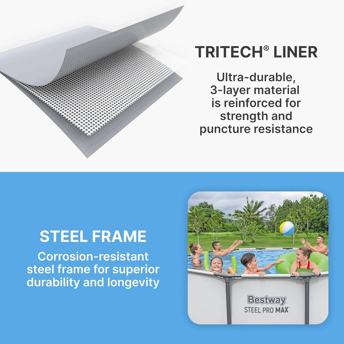 Steel Pro MAX 14 Foot x 48 Inch Round Steel Frame Above Ground Pool Set With 1,000 Filter Pump, Ladder And Cover - Gray