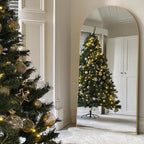 Arched Full-Length Wood Floor Mirror, Black Or Gold, 65x22/71x24/71x28/71x32