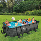 Funsicle Open Box Rectangular Above Ground Swimming Pool 13 ft x 7 ft x 39 in Gray - Dark Herringbone