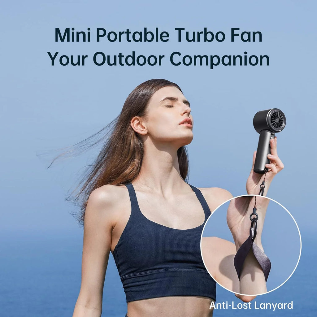 JISULIFE Handheld Turbo Fan, 5000mAh Rechargeable, 1-100 Speeds, Digital Display - Pro1S