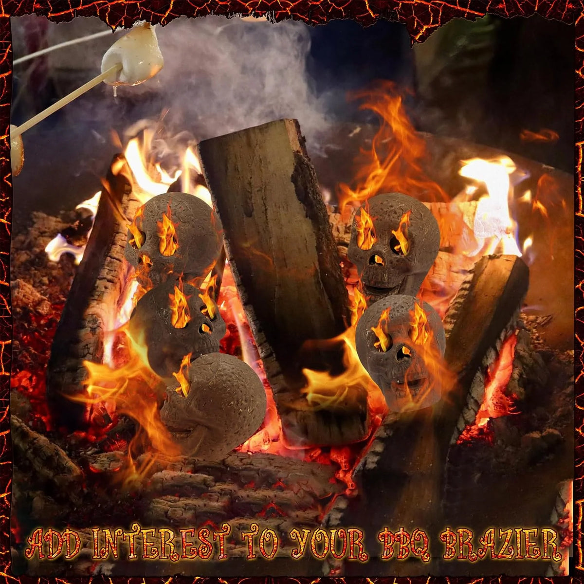 Zhehao Fire Pit Skulls, 48-Pack, 3 x 3 x 2.4 Inches