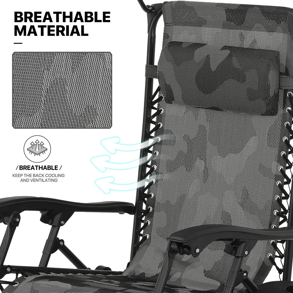 MoNiBloom Zero Gravity Reclining Chairs Set Of 2 With Canopy Shade And Headrest, Black - 330 lbs