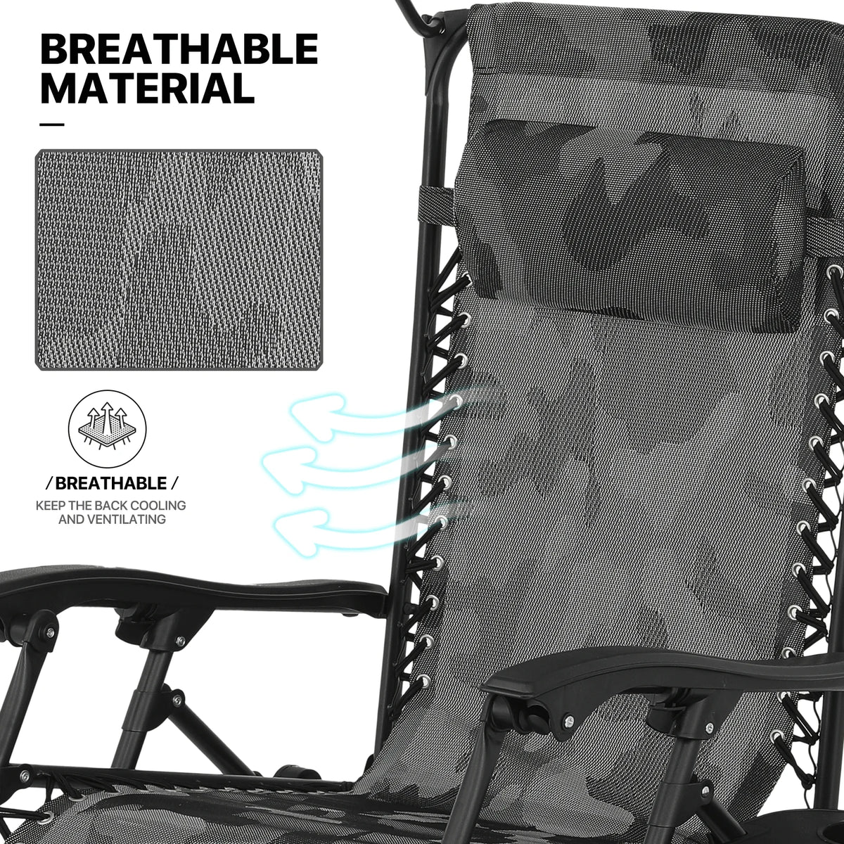 MoNiBloom Zero Gravity Reclining Chairs Set Of 2 With Canopy Shade And Headrest, Black - 330 lbs