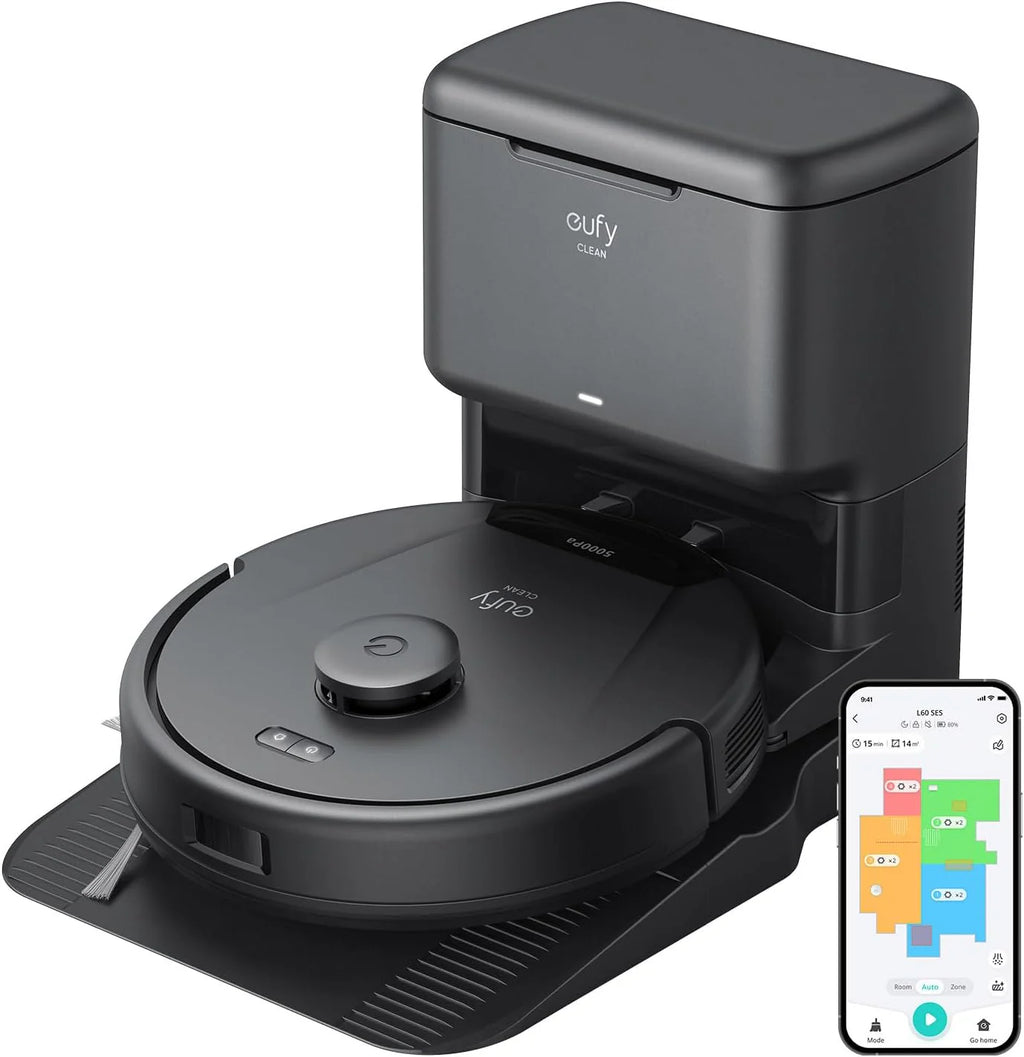 eufy Robot Vacuum, 5,000 Pa Suction, iPath Laser Navigation, Black, 12.8in x 13in x 4in - T2267111