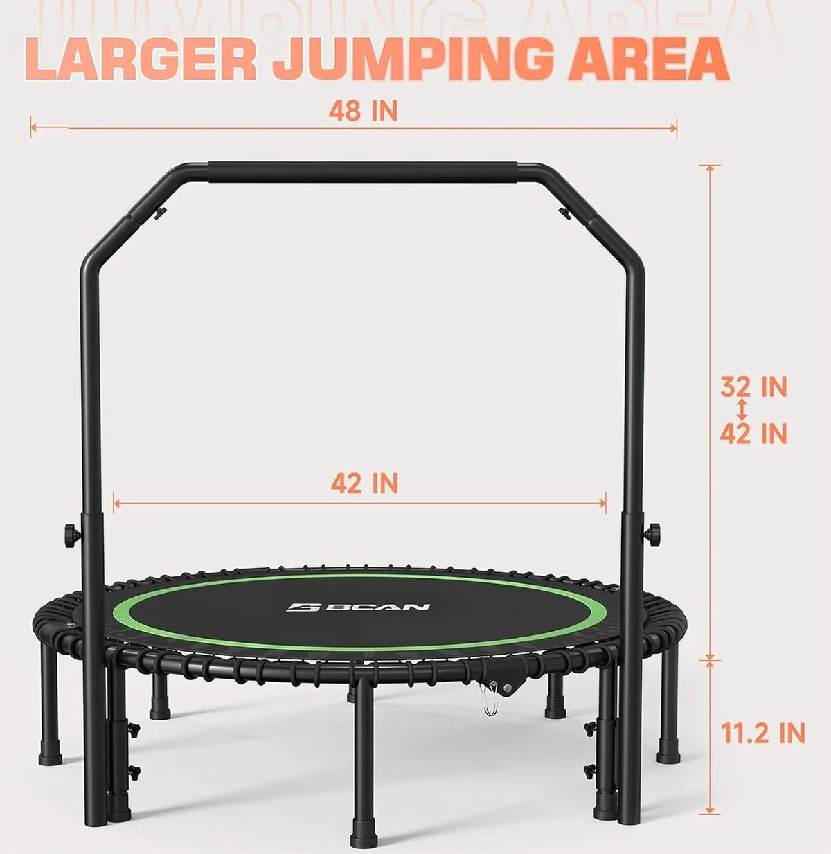 BCAN Foldable Fitness Trampoline 40in/48in, 450/550 LBS Capacity
