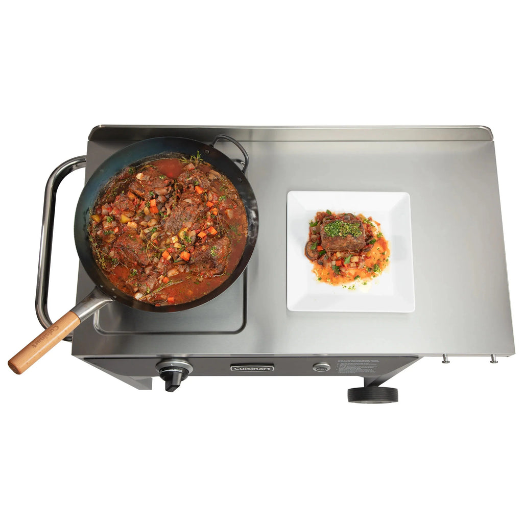 Cuisinart Outdoor Wok Station With Prep Table, 50,000 BTU, 14 inch Carbon Steel Wok - Black
