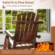 Outdoor Adirondack Rocking Chair For Adults, Solid Fir Wood And Pine Wood, Brown/Natural
