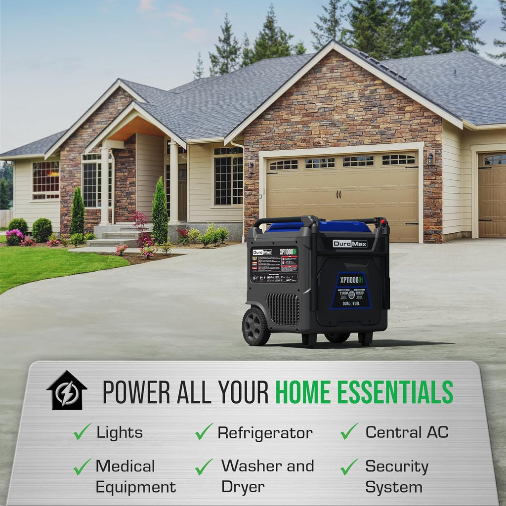 DuroMax Dual Fuel Portable Digital Inverter Generator, 11 000-Watt, 459cc - XP11000iH