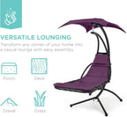 Best Choice Products Outdoor Hanging Steel Chaise Lounge Chair With Canopy, Charcoal Gray - SKY5871