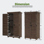MCombo Tall Garden Wood Storage Shed, Brown - 1.52 x 2.85 ft