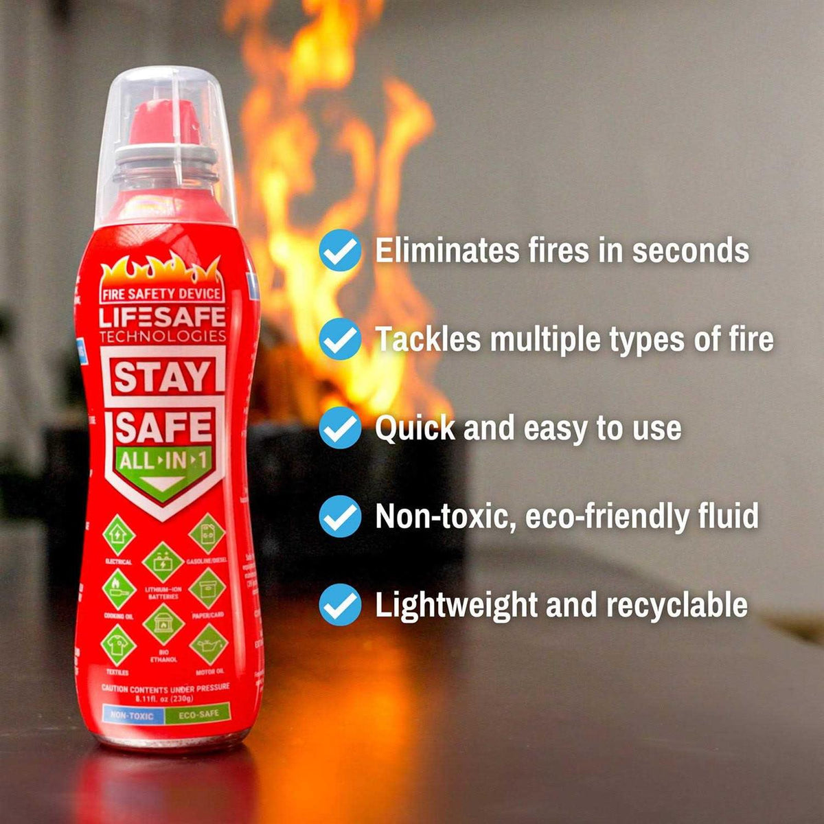 LifeSafe Technologies StaySafe All-in-1 Fire Extinguisher