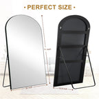 Arched Full-Length Wood Floor Mirror, Black Or Gold, 65x22/71x24/71x28/71x32