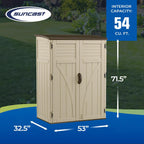 Suncast Resin Vertical Outdoor Storage Shed, 6x4, 54 cu. ft.