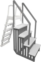 Non-Slip Pool Entry Steps, Grey Aluminum, 122-137 cm Installation Height, 136 kg Max Load
