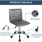 Adjustable Mid-Back Armless Swivel Office Chair With PU Leather - 265 lbs.