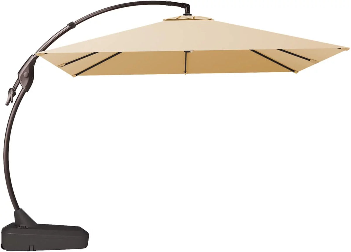 Grand Patio 10x10 ft Deluxe Aluminium Offset Umbrella With Base, Champagne - Napoli