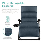 Best Choice Products Oversized Zero Gravity Folding Recliner With Removable Cushion And Side Tray - Fossil Gray