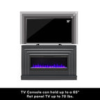 CosmoLiving by Cosmopolitan Electric Fireplace Mantel TV Stand, Black, 65 in, 42 in Insert - Rene