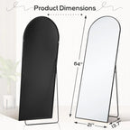 Full-Length Arched Floor Mirror, 64in H x 21in W, Aluminum Alloy Frame
