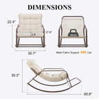 Oversized Outdoor Rocking Lounge Chair With Water-Resistant Cushions, 450 lbs Capacity
