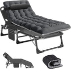 Slsy 5-Position Adjustable Folding Lounge Chair And Cot - 75.2" x 25.6" x 11.8"