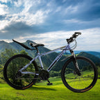 ARTUDATECH 26 Inch 27-Speed Dual Suspension Mountain Bike - Silver, Blue, Gray And Red