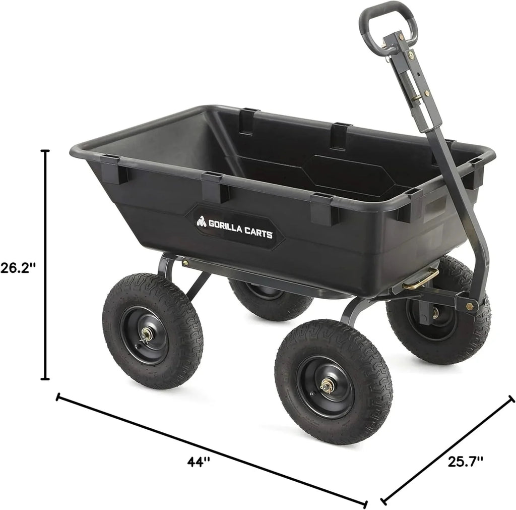 Gorilla Carts Utility Dump Wagon 6 Cubic Feet 1200 lb Capacity Black - GOR6PS