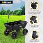 Gorilla Carts Utility Dump Wagon 6 Cubic Feet 1200 lb Capacity Black - GOR6PS