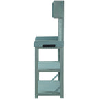 Wooden Outdoor Potting Bench Table With 4 Storage Shelves, Side Hook And Green Finish