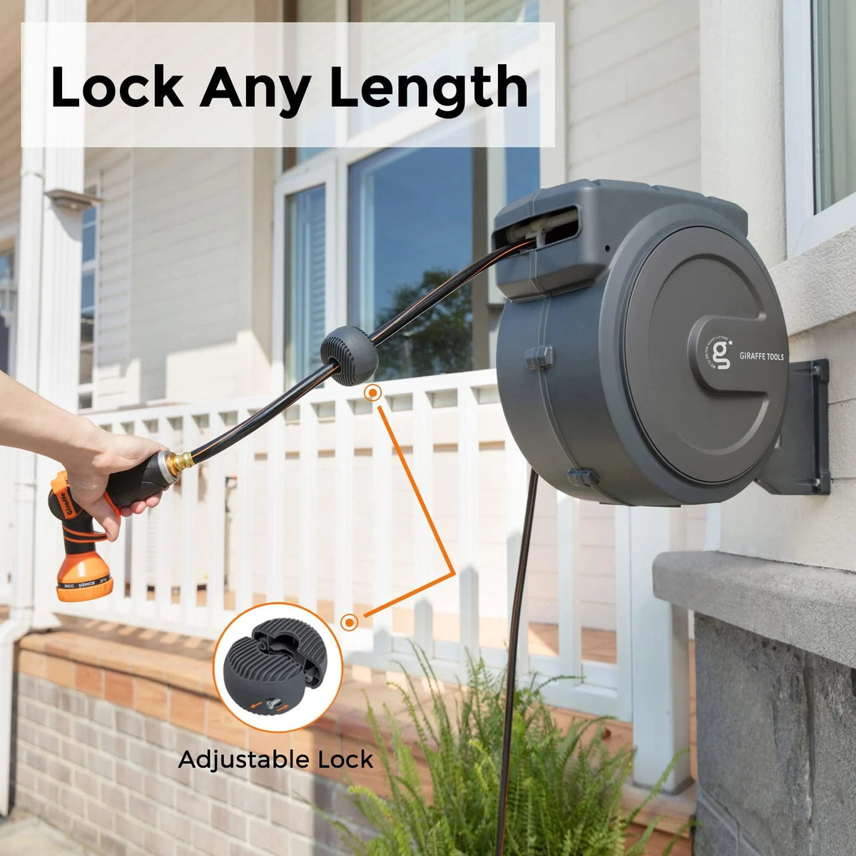 Heavy Duty Wall-Mounted Retractable Garden Hose Reel, 1/2 Inch x 78 ft