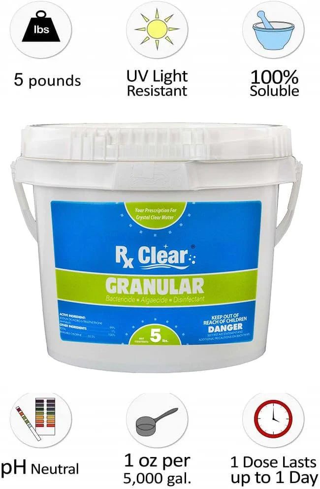 Rx Clear Stabilized Granular Chlorine, 50-Pound Bucket - 204046