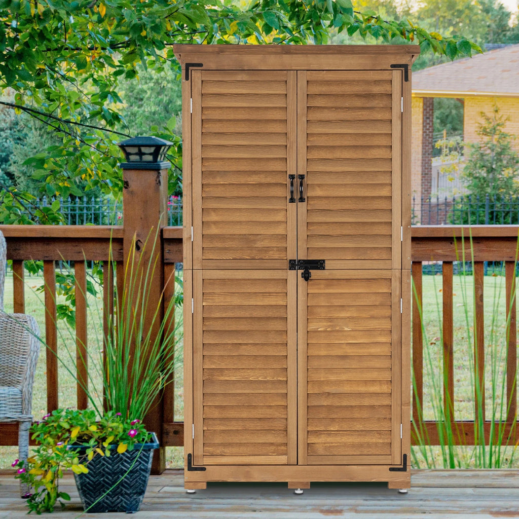 MCombo Tall Garden Wood Storage Shed, Brown - 1.52 x 2.85 ft