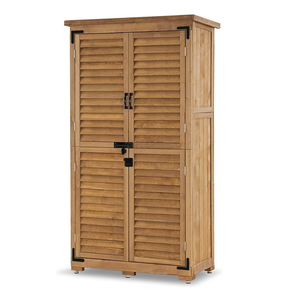 MCombo Tall Garden Wood Storage Shed, Brown - 1.52 x 2.85 ft