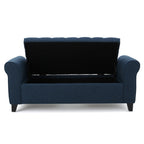 Noble House Amanda Dark Blue Fabric Armed Storage Bench