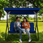 Arlopu 3-Person Outdoor Convertible Porch Swing Glider With Canopy