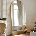 Arched Full-Length Wood Floor Mirror, Black Or Gold, 65x22/71x24/71x28/71x32