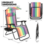 MoNiBloom Zero Gravity Reclining Chairs Set Of 2 With Canopy Shade And Headrest, Black - 330 lbs