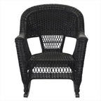 Jeco Resin Wicker Outdoor Patio Rocker Chair And End Table Set, 3-Piece, White