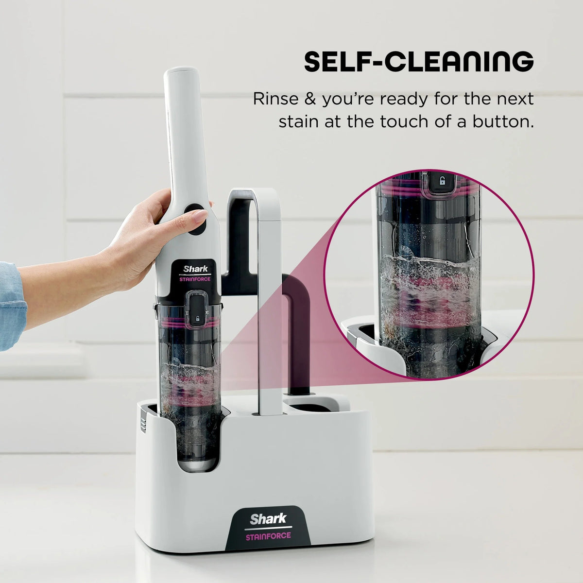 Shark Cordless Portable Spot, Stain, And Odor Remover System With Storage Caddy And Full-Size Cleaning Solution, White - HX100