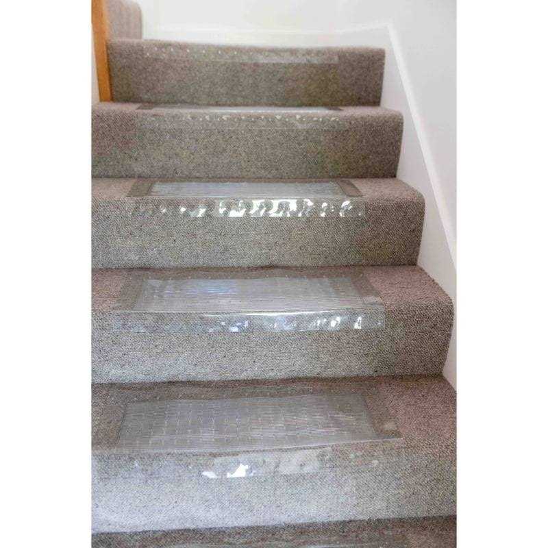 Clear Vinyl Stair Tread Carpet Protectors, 24 Inch Wide x 8 Inch Deep, Set of 2