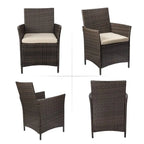 Devoko 3-Piece Brown PE Rattan Patio Furniture Set With 2 Chairs And Tea Table - 21.5 x 19.5 x 33.5 in Chairs, 15.75 x 15.75 x 17.75 in Table